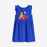 Shine with joy in our "My 1st Hanuman Jayanti" Customised Girls Frock - ROYAL BLUE - 0 - 6 Months Old (Chest 18")