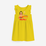 Shine with joy in our "My 1st Hanuman Jayanti" Customised Girls Frock - YELLOW - 0 - 6 Months Old (Chest 18")