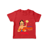Shine with joy in our "My 1st Hanuman Jayanti" Customised T-Shirt for Kids - RED - 0 - 5 Months Old (Chest 17")