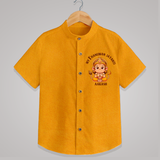 Tiny Steps, Big Devotion - My First Hanuman Jayanthi With Our Customized Shirt For Kids With Name - CHROME YELLOW - 0 - 6 Months Old (Chest 23")