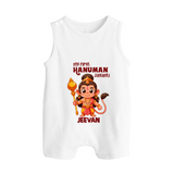 My First Hanuman Jayanti – Personalized Baby Romper Suit - WHITE - New Born (Chest 18")