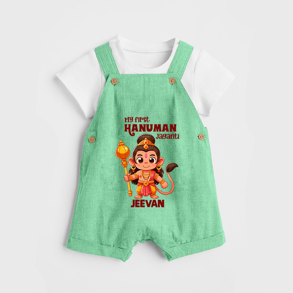 My First Hanuman Jayanti – Personalized Baby Dungaree - GREEN - 0 - 5 Months Old (Chest 18")