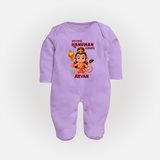 My First Hanuman Jayanti – Personalized Baby Fullbody Suit - LILAC - New Born (Chest 7.5")