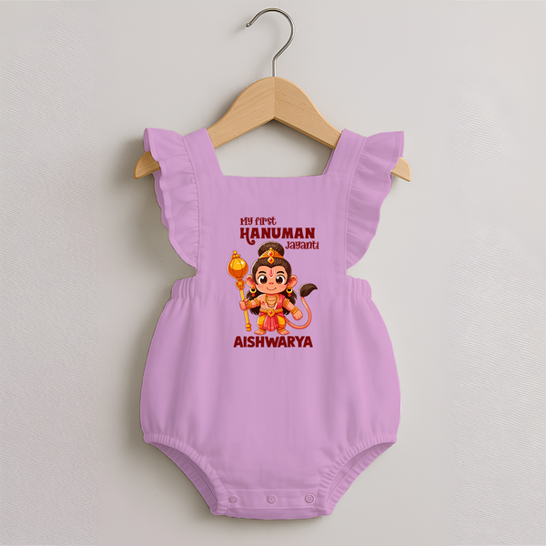 My First Hanuman Jayanti – Personalized   Romper Frock - BABY PINK - 0 - 3 Months Old (Chest 19")