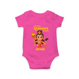 My First Hanuman Jayanti – Personalized Baby Romper - HOT PINK - New Born (Chest 14")