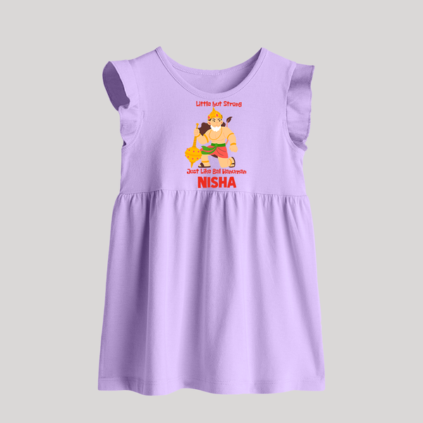 Little But Strong Just Like Bal Hanuman Baby Frock | Personalized Baby Frock for Hanuman Jayanti - LILAC - 0 - 3 Months Old (Chest 17")