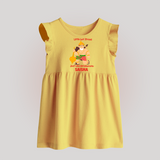 Little but Strong Just Like Bal Hanuman – Personalized   Baby Frock - PASTEL YELLOW - 0 - 3 Months Old (Chest 17")