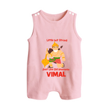 Little but Strong Just Like Bal Hanuman – Personalized Baby Romper Suit - BABY PINK - New Born (Chest 18")