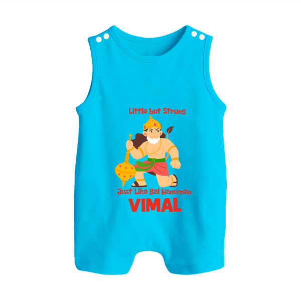 Little But Strong Just Like Bal Hanuman Romper Suit | Personalized Baby Romper Suit for Hanuman Jayanti - SKY BLUE - 0 - 5 Months Old (Chest 18")