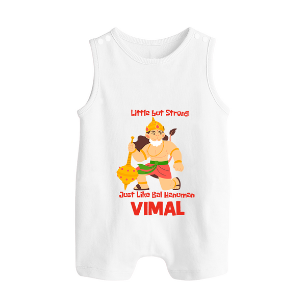 Little But Strong Just Like Bal Hanuman Romper Suit | Personalized Baby Romper Suit for Hanuman Jayanti - WHITE - 0 - 5 Months Old (Chest 18")
