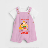 Little but Strong Just Like Bal Hanuman – Personalized Baby Dungaree - BABY PINK - 0 - 5 Months Old (Chest 18")