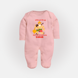 Little but Strong Just Like Bal Hanuman – Personalized Baby Fullbody Suit - BABY PINK - New Born (Chest 7.5")