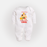 Little but Strong Just Like Bal Hanuman – Personalized Baby Fullbody Suit - WHITE - New Born (Chest 7.5")