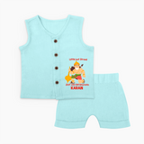 Little but Strong Just Like Bal Hanuman – Personalized Baby Jabla Set - BABY BLUE - 0 - 3 Months Old (Chest 9.8")