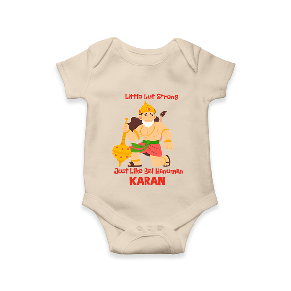 Little but Strong Just Like Bal Hanuman – Personalized Baby Romper - IVORY - New Born (Chest 14")