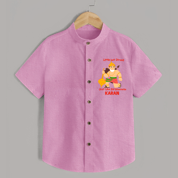 Little but Strong Just Like Bal Hanuman – Personalized   Shirt - BABY PINK - 0 - 6 Months Old (Chest 23")