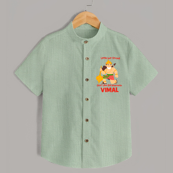 Little but Strong Just Like Bal Hanuman – Personalized   Shirt - MINT GREEN - 0 - 6 Months Old (Chest 23")