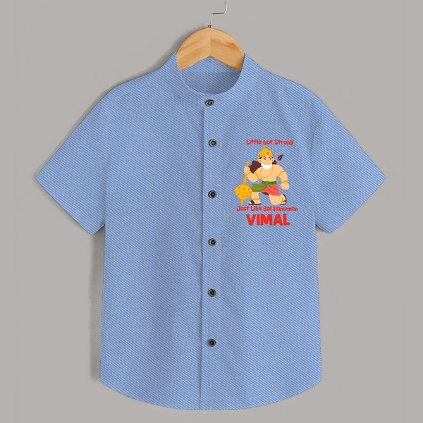 Little But Strong Just Like Bal Hanuman Shirt | Personalized Baby Shirt for Hanuman Jayanti - SKY BLUE - 0 - 6 Months Old (Chest 23")
