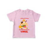 Little But Strong Just Like Bal Hanuman T-Shirt | Personalized Baby T-Shirt for Hanuman Jayanti - BABY PINK - 0-5 Months Old (Chest 17")