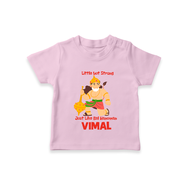 Little But Strong Just Like Bal Hanuman T-Shirt | Personalized Baby T-Shirt for Hanuman Jayanti - BABY PINK - 0-5 Months Old (Chest 17")
