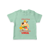 Little but Strong Just Like Bal Hanuman – Personalized Baby T-Shirt - MINT GREEN - 0-5 Months Old (Chest 17")