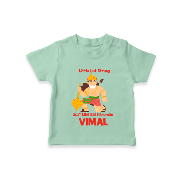 Little but Strong Just Like Bal Hanuman – Personalized Baby T-Shirt - MINT GREEN - 0-5 Months Old (Chest 17")