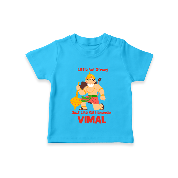 Little but Strong Just Like Bal Hanuman – Personalized Baby T-Shirt - SKY BLUE - 0-5 Months Old (Chest 17")