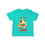 Little but Strong Just Like Bal Hanuman – Personalized Baby T-Shirt - TEAL - 0-5 Months Old (Chest 17")