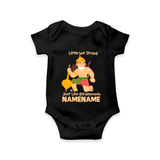 Little but Strong Just Like Bal Hanuman – Personalized Baby Romper - BLACK - New Born (Chest 14")