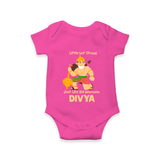 Little but Strong Just Like Bal Hanuman – Personalized Baby Romper - HOT PINK - New Born (Chest 14")