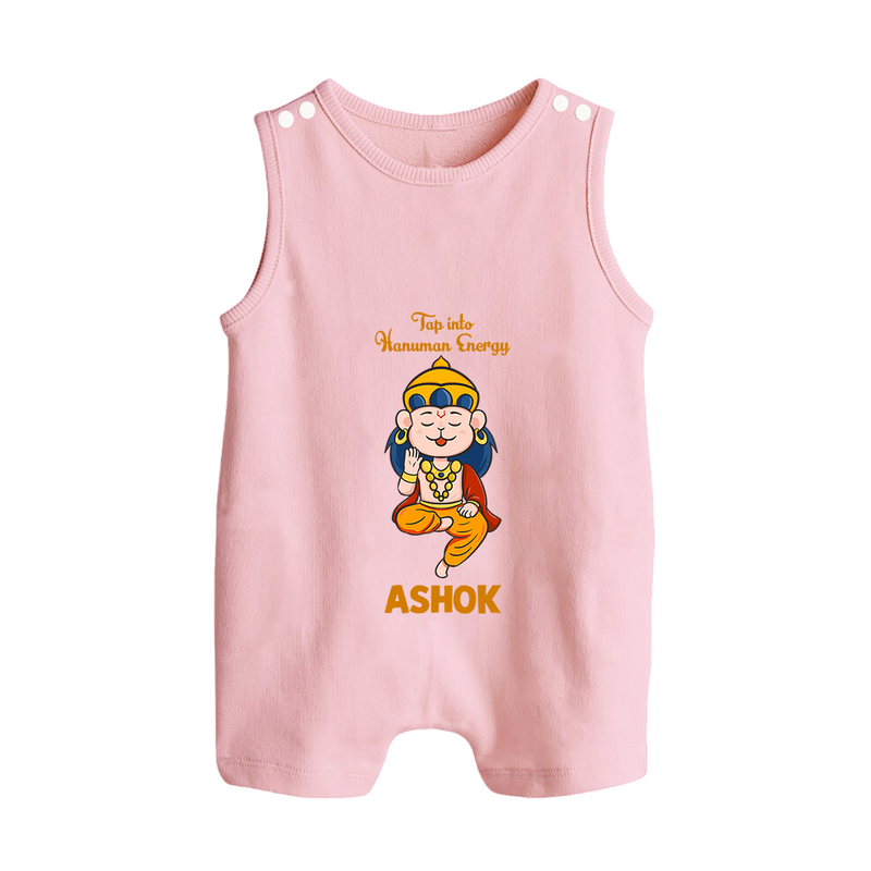 Tap Into Hanuman Energy Romper Suit | Custom Baby Romper Suit for Hanuman Festival - BABY PINK - 0 - 5 Months Old (Chest 18")