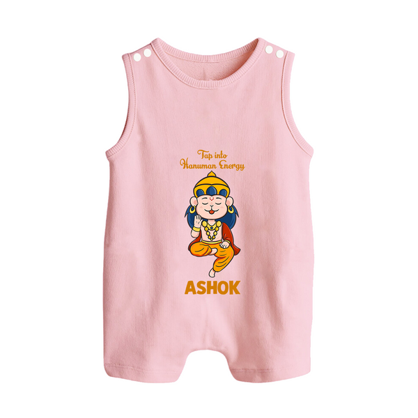 Tap Into Hanuman Energy Romper Suit | Custom Baby Romper Suit for Hanuman Festival - BABY PINK - 0 - 5 Months Old (Chest 18")
