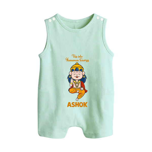Tap Into Hanuman Energy Romper Suit | Custom Baby Romper Suit for Hanuman Festival - MINT GREEN - 0 - 5 Months Old (Chest 18")