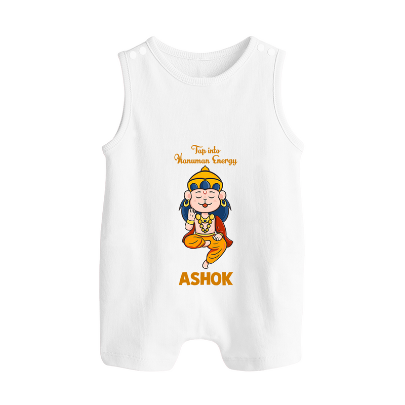 Tap Into Hanuman Energy Romper Suit | Custom Baby Romper Suit for Hanuman Festival - WHITE - 0 - 5 Months Old (Chest 18")