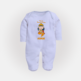 Tap Into Hanuman Energy Sleep Suit | Custom Baby Sleep Suit for Hanuman Festival - BABY BLUE - New Born (Chest 7.5")