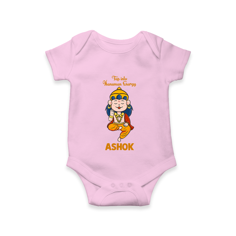 Tap Into Hanuman Energy Romper | Custom Baby Romper for Hanuman Festival - BABY PINK - New Born (Chest 14")
