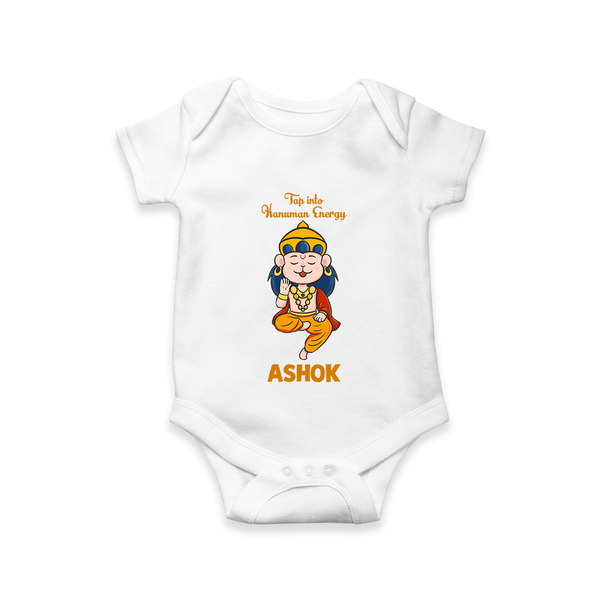 Tap Into Hanuman Energy Romper | Custom Baby Romper for Hanuman Festival - WHITE - New Born (Chest 14")