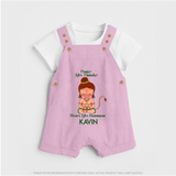 Power Like Thunder, Heart Like Hanuman Dungaree Set | Personalized Baby Dungaree Set for Hanuman Jayanti - BABY PINK - 0 - 5 Months Old (Chest 18")