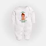 Power Like Thunder Heart Like Hanuman – Personalized Baby Fullbody Suit - WHITE - New Born (Chest 7.5")