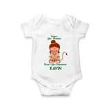 Power Like Thunder Heart Like Hanuman – Personalized Baby Romper - WHITE - New Born (Chest 14")