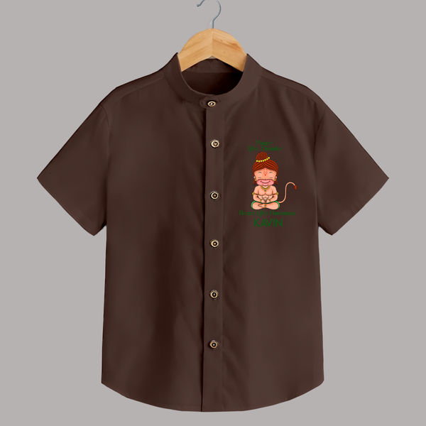 Power Like Thunder, Heart Like Hanuman Shirt | Personalized Baby Shirt for Hanuman Jayanti - CHOCOLATE BROWN - 0 - 6 Months Old (Chest 23")