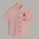 Power Like Thunder, Heart Like Hanuman Shirt | Personalized Baby Shirt for Hanuman Jayanti - PEACH - 0 - 6 Months Old (Chest 23")