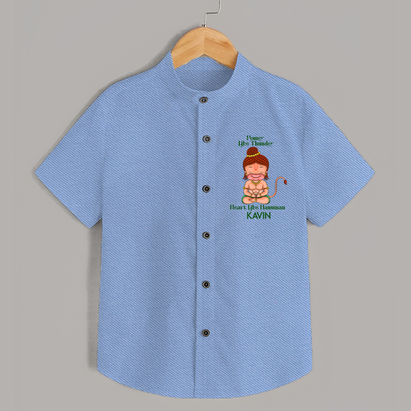 Power Like Thunder Heart Like Hanuman – Personalized   Shirt - SKY BLUE - 0 - 6 Months Old (Chest 23")