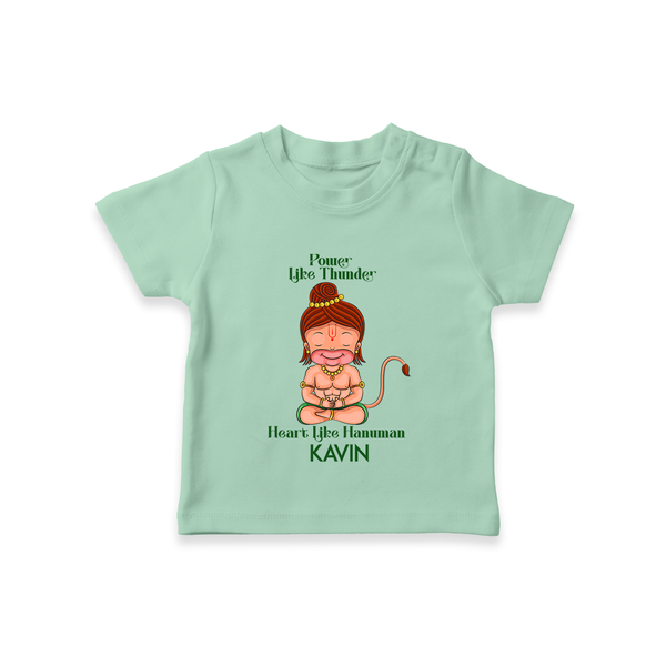 Power Like Thunder Heart Like Hanuman – Personalized Baby T-Shirt - MINT GREEN - 0-5 Months Old (Chest 17")