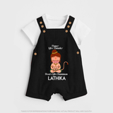 Power Like Thunder Heart Like Hanuman – Personalized Baby Dungaree - BLACK - 0 - 5 Months Old (Chest 18")
