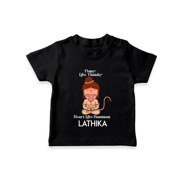 Power Like Thunder Heart Like Hanuman – Personalized Baby T-Shirt - BLACK - 0-5 Months Old (Chest 17")