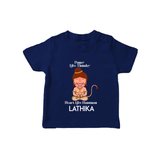 Power Like Thunder Heart Like Hanuman – Personalized Baby T-Shirt - NAVY BLUE - 0-5 Months Old (Chest 17")