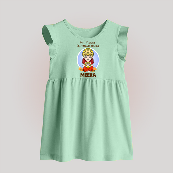 Veer Hanuman The Ultimate Warrior Baby Frock | Custom Baby Frock for Hanuman Celebration - MINT GREEN - 0 - 3 Months Old (Chest 17")