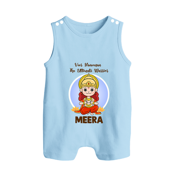 Veer Hanuman The Ultimate Warrior Romper Suit | Custom Baby Romper Suit for Hanuman Celebration - BABY BLUE - 0 - 5 Months Old (Chest 18")