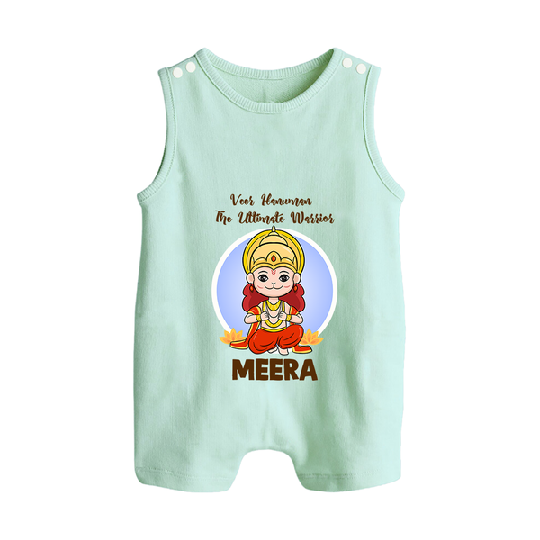 Veer Hanuman The Ultimate Warrior – Personalized Baby Romper Suit - MINT GREEN - New Born (Chest 18")